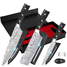 3PCS Chef Knife Set, Professional Kitchen Knife Sets with High Carbon German Stainless Steel, Sharp Cooking Knives with Chef?s Knives, Nakiri Knifes,