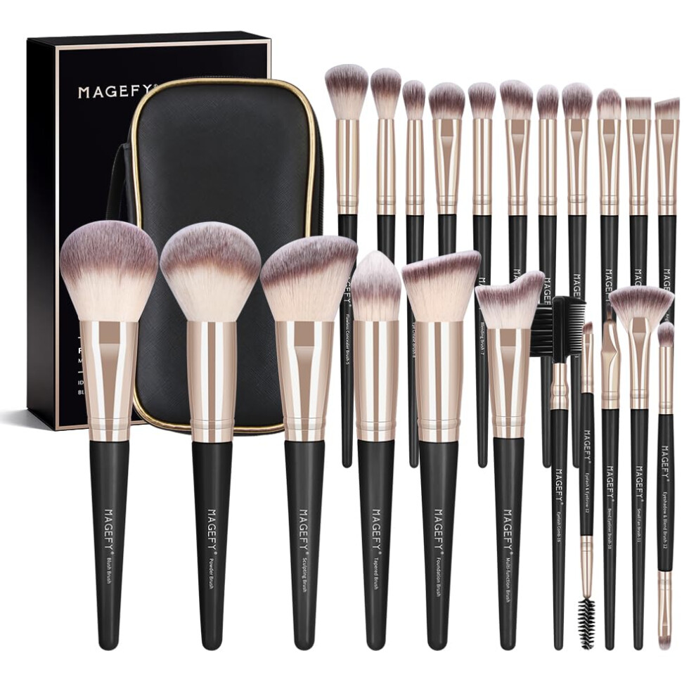 Magefy Makeup Brushes 22Pcs Professional Makeup Brush Set Blending Foundation Powder Blush Concealers Eyeshadow Eyebrow Eyeliner Brushes Premium Synthetic