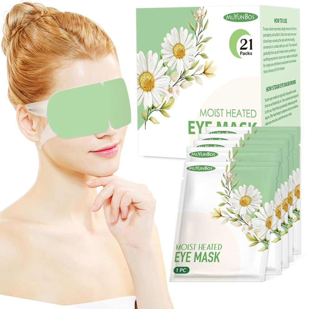Muyunbos 21 Packs Self Heated Eye Mask Disposable Soothing Steam Eyes Moisturizing Heat Eye Mask Warm And Comfy For Migraines Tired Eyes Dry Eyes