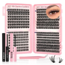 Sixstarhair Eyelashes Individual Kit Wispy Cluster Lashes with Lash Glue and Remover, Tweezers, Natural Individual Lashes Kit 448Pcs DIY Eyelash
