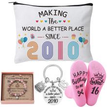 ViEinkaufen 16th Birthday Gifts for Girls,Sweet 16th Birthday Gifts for Her Makeup Bag Bracelet Keyring and Socks for 16 Year Old Girls,Sweet Presents