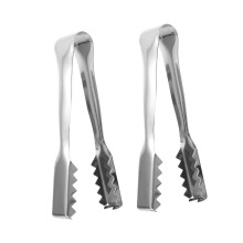 2Pcs Stainless Steel Ice Tongs with Serrated Grip for Sugar Cubes Fruits and Party Use