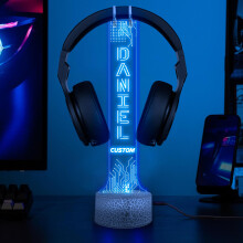 LED Headphone Stand with RGB Lighting, Name Engraving, Custom Acrylic Gaming Holder