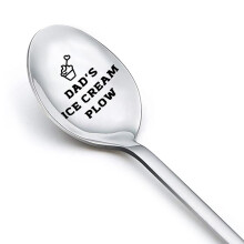 Fathers Day Gifts Engraved Ice Cream Spoon for Dad Durable Stainless Steel Silver Scoop Tool