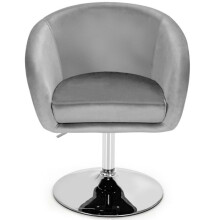 Banqueta de bar - HELLOSHOP26 - Giratória 72-86 cm - Veludo cinza - Braços e apoio para os pés