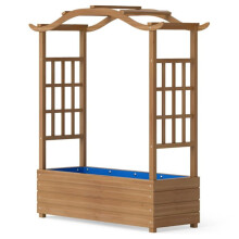 Jardinière - HELLOSHOP26 - Bac de jardin 110 x 40 x 124 cm - Toit suspendu - Treillis latéraux - Bois d'épicéa