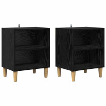 Mesa de cabeceira - HELLOSHOP26 - 40 x 30 x 50 cm - Preto - Painéis de madeira - 4 prateleiras