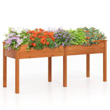 Bac de jardin surélevé - HELLOSHOP26 - 184 x 58 x 77 cm - Bois de sapin - Hauteur ergonomique 77 cm - Drainage percé