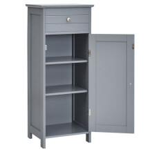 Colonna bagno - HELLOSHOP26 - 35,6x30,5x88 - Grigio - Porta+cassetto, ripiani regolabili - Antiribaltamento