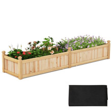 Jardinière surélevée - HELLOSHOP26 - 227 x 59,5 x 40 cm - Bois sapin - Doublure amovible - 0,35 m³