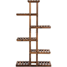 Étagère à fleurs - HELLOSHOP26 - Asymétrique - Bois de sapin - 11 pots - 75 x 25 x 140 cm