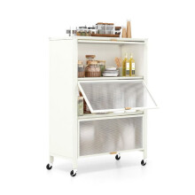 Étagère de cuisine - HELLOSHOP26 - 4 niveaux portes rabattables - 8137115 cm - Portes PC - 4 roulettes