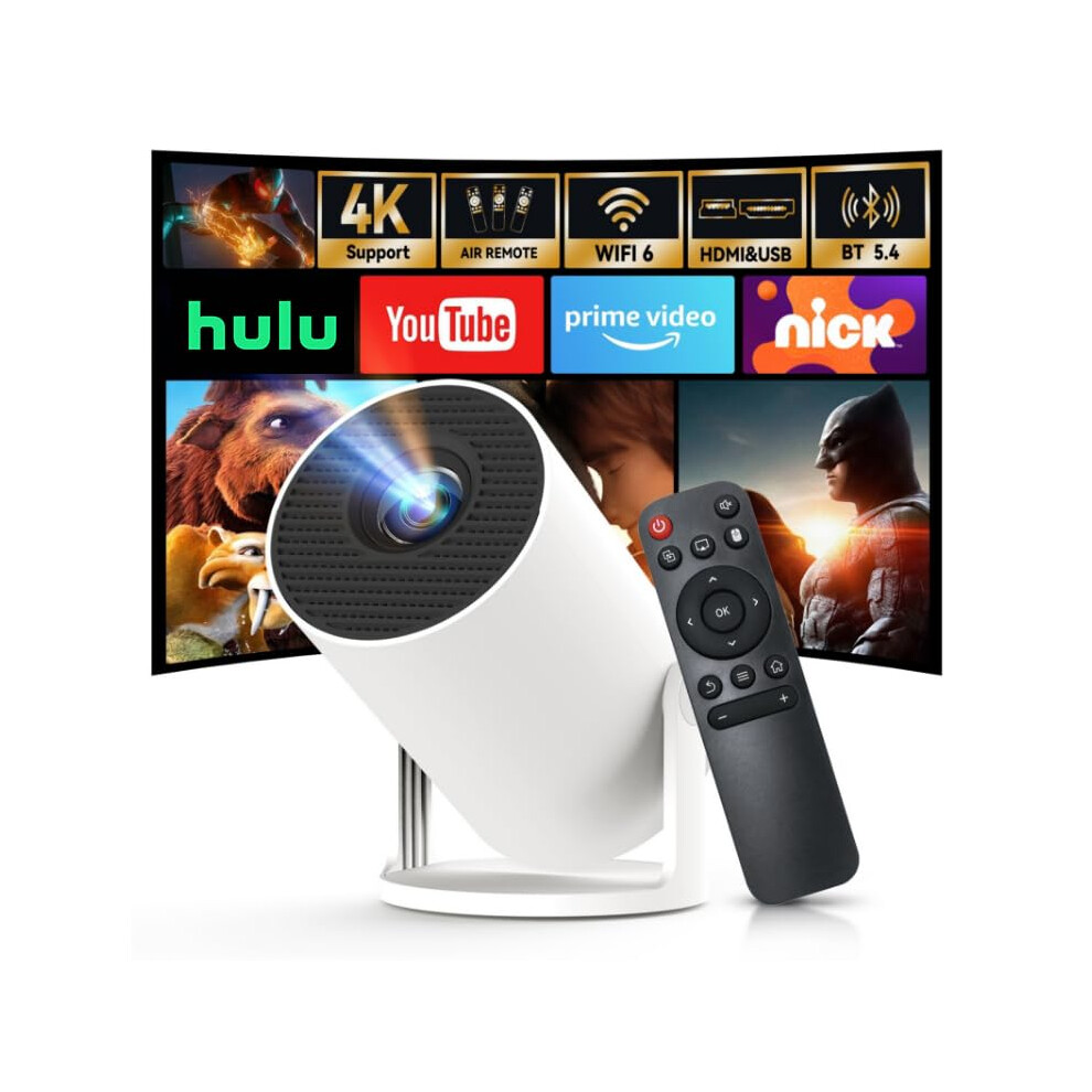 Mini Projector With Android Tv, Wifi 6, Bluetooth 5.4, 1080P Hd, Auto Keystone For Home And Outdoor 9455672672498