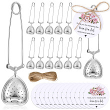 24 Sets Bridal Shower Tea Party Favors Heart Shaped Tea Infuser with Thank You Cards for Guests