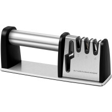 Kitchen Knife Sharpener 4in1 Tool for Knives Scissors and Blades with Tungsten Steel and NonSlip Handle