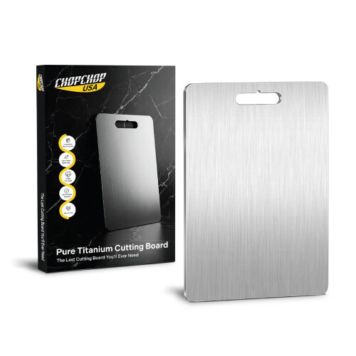 Titanium Cutting Board for Kitchen and BBQ, Rustproof FoodGrade, Dishwasher Safe, Medium Size