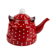 Enamel Tea Kettle Red Polka Dot Large Capacity Stovetop Kettle with HeatResistant Handle