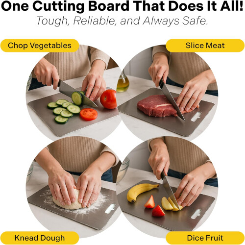 Titanium Cutting Board for Kitchen and BBQ, Rustproof FoodGrade, Dishwasher Safe, Medium Size 1