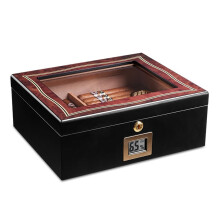 Large Capacity Cedar Wood Cigar Humidor with Glass Hygrometer and Airtight Seal
