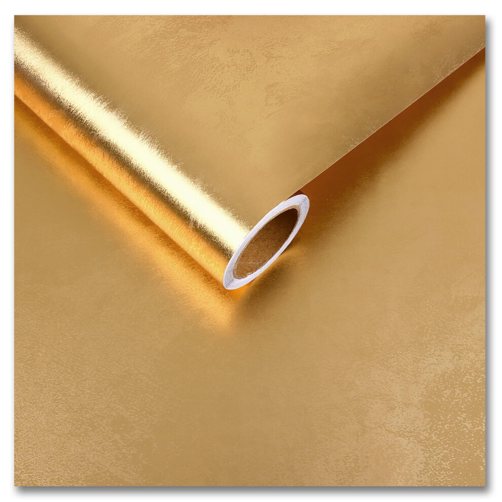 Gold Peel And Stick Wallpaper 12'X354' Selfadhesive Waterproof Removable Metallic Contact Paper 9455672672900