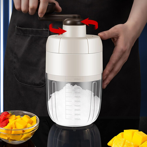 Manual Ice Crusher Machine with Sharp Blades and Large Storage for Snow Cones and Smoothies 1