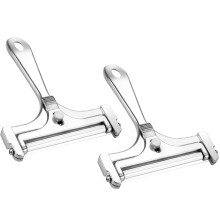 2 Pack Adjustable Stainless Steel Cheese Slicer Set with Wire Cutter for Hard and Soft Cheese Silver