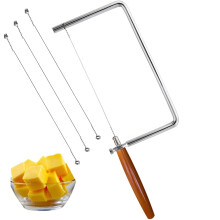 Cheese Slicer Kit Stainless Steel Wire Cutter with Wooden Handle and Extra Wires for DIY Boards