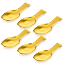 6 Pack Stainless Steel Spoon Rest and Gold Kitchen Utensil Holder, Large Heat Resistant Base, Dishwasher Safe, 9.85 x 3.74 Inch