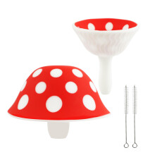 Silicone Kitchen Funnel Set with Cute Mushroom Design, Foldable Mini Funnel for Small Bottles and Brushes