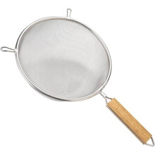Extra Large Stainless Steel Fine Mesh Strainer with Wooden Handle for Kitchen Skimming 1pc