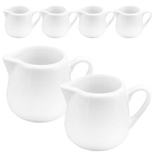 6 Pack 8 oz Ceramic Creamer Pitcher with Handle, White Porcelain Milk Jug for Coffee, Tea, Sauces