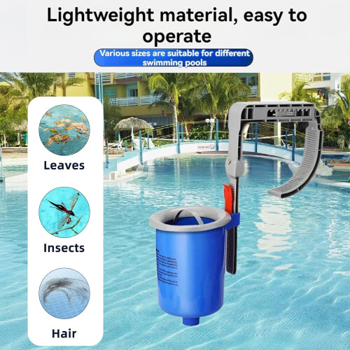 Above Ground Pool Skimmer with Adjustable Bracket, Automatic Debris Removal Wall Mount Cleaner Blue 1