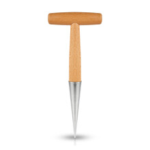 Stainless Steel Garden Dibber with Wooden Handle for Effortless Seed Planting Flowers and Bulbs