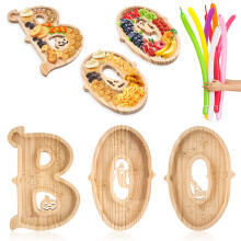 3 Pcs Wooden Halloween Charcuterie Board Set with BOO Snack Tray and Balloons for Party Serving