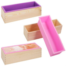 42 Oz Wooden Box Silicone Soap Mold, Rectangular Loaf Soap Making Mold with Easy Release