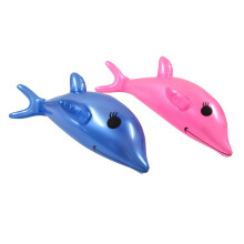 Inflatable Dolphin Pool Float Set TwoPiece Blue and Pink Durable Vinyl for Kids and Adults
