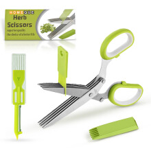 5Blade Stainless Steel Herb Scissors with Peeler and Cleaning Comb for Fast Herb and Vegetable Cutting