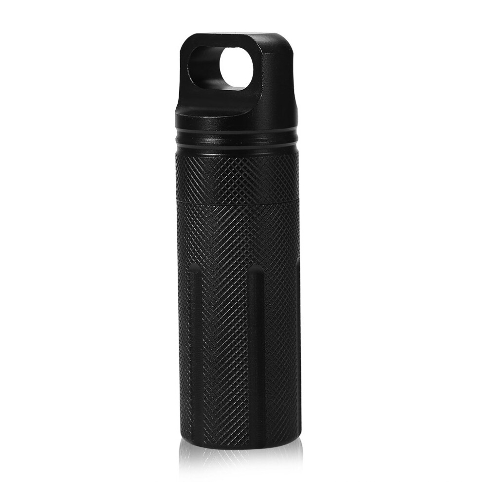 Black Waterproof Pill Holder Keychain With Airtight Seal, Aluminum Alloy Medicine Storage Capsule,