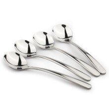 4 Pieces Large Stainless Steel Soup Spoons Set, 7 Inch Long Handle, Mirror Polished for Kitchen Use