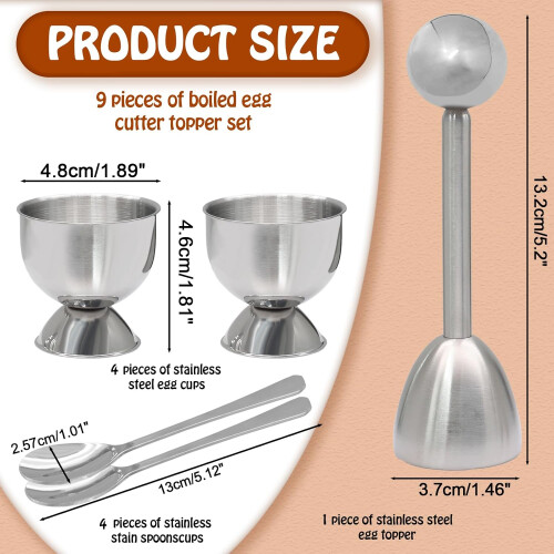 Egg Cracker Tool Set with Stainless Steel Cups and Spoons, Clean Egg Shell Cutting for Breakfast 1