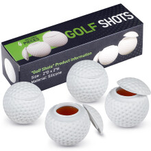 4 Pack Golf Ball Shot Glasses with Lids, Silicone Golf Gift Set for Men, Dishwasher Safe Drinkware