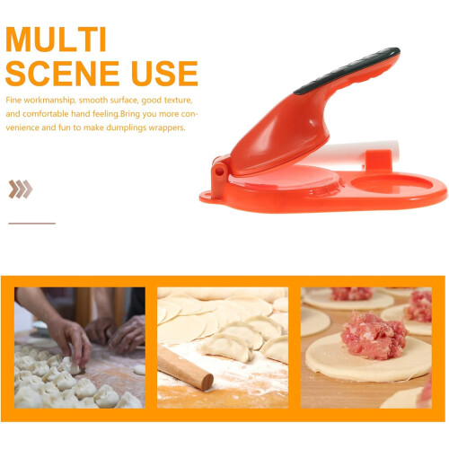 Manual Tortilla Press Set with Dumpling Maker, MultiPurpose Dough Press for Home Kitchen Orange 2