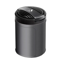 Car Ashtray with Lid LED Light Odor Resistant Flame Retardant Cup Holder Fit for Hyundai Sedan Gun Black Tall Version