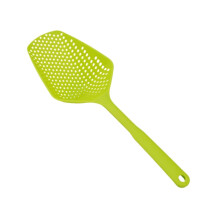 Kitchen Skimmer Strainer Spoon with NonSlip Handle, Heat Resistant Plastic Colander for Pasta and Vegetables, 34cm Green