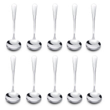 Stainless Steel Soup Spoons Set 6.7 Inch Large Round Head Mirror Polished Dishwasher Safe 10pcs