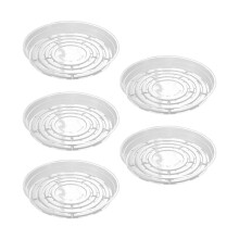6 Inch Heavy Duty Clear Plant Saucers Set, Waterproof Plant Pot Trays for Indoor Outdoor Use, 5 Pack