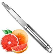 Stainless Steel Grapefruit Knife with Curved Serrated Blade for Citrus Cutting and Slicing