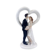 Wedding Cake Topper 4.5 Inch Realistic Bride and Groom Figurines Heart Ornament Keepsake