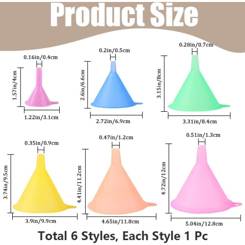 Plastic Funnel Set 6 Sizes Color Coded Multi Size Funnels for Kitchen Cosmetics Liquid Powder Transfer 1