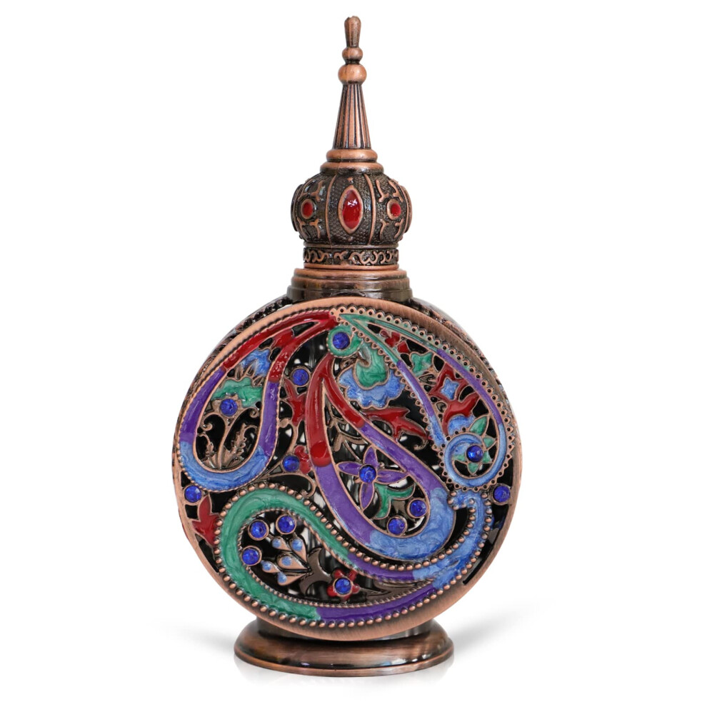 Golden Vintage Decorative Glass Perfume Bottle 12Ml Egyptian Style Luxury Enameled Refillable With Dropper